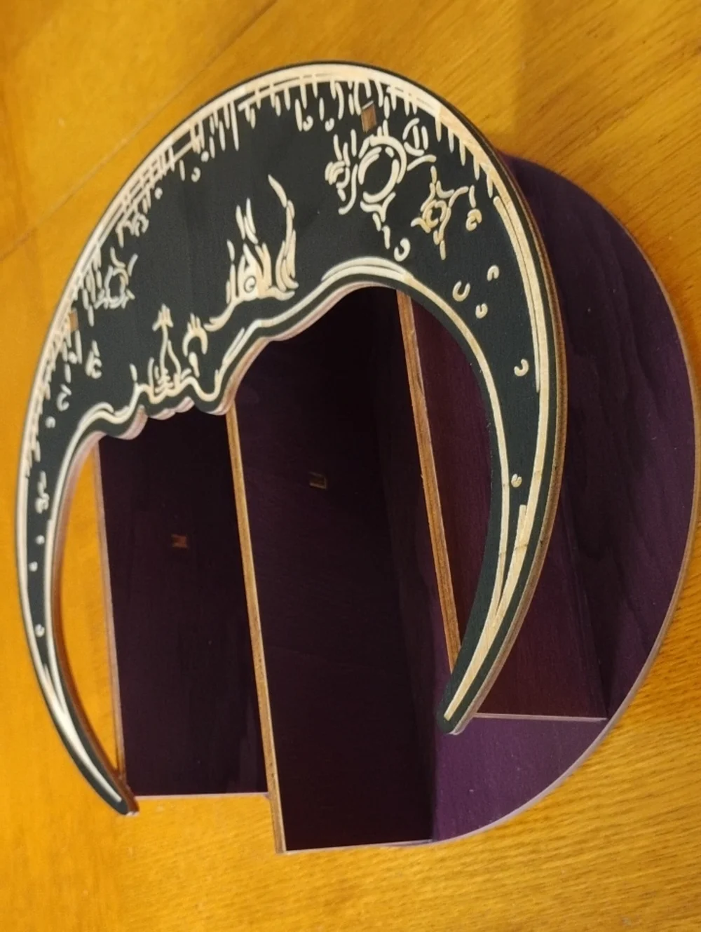 Moon Wall Shelf Crescent Shape Wooden With 3 Shelves 10